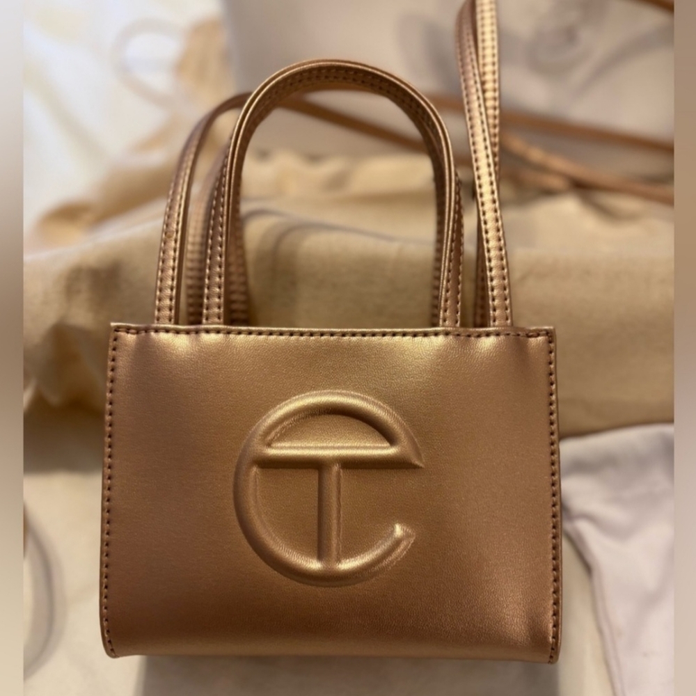Rose gold mini teflar bag